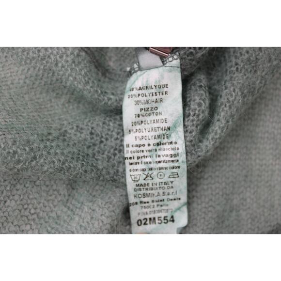 Kosmika Womens OS Sweater Pullover Open Knit Green Mohair Blend Italy - Picture 8 of 8